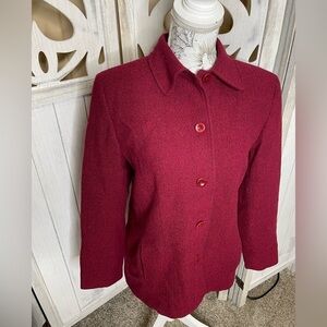 Vintage Pendleton Womens Red Black Virgin Wool Blazer Jacket Size 8